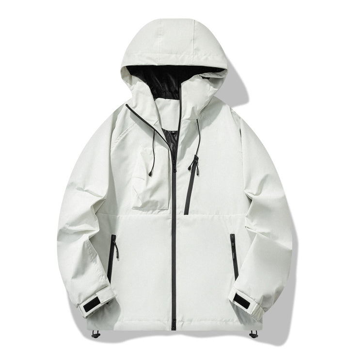 Herren wasserabweisende Outdoor-Jacke mit verstellbarer Kapuze und funktionalen Reißverschlusstaschen Drune