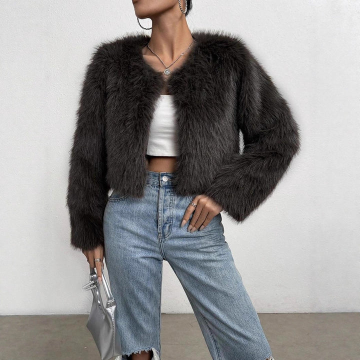 Damen Flauschige Kurzjacke Drune