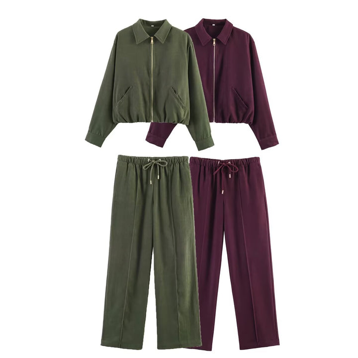 Damen Weite Highwaist-Hose mit Kordelzug, Bügelfalte und fließender Stoffqualität Drune