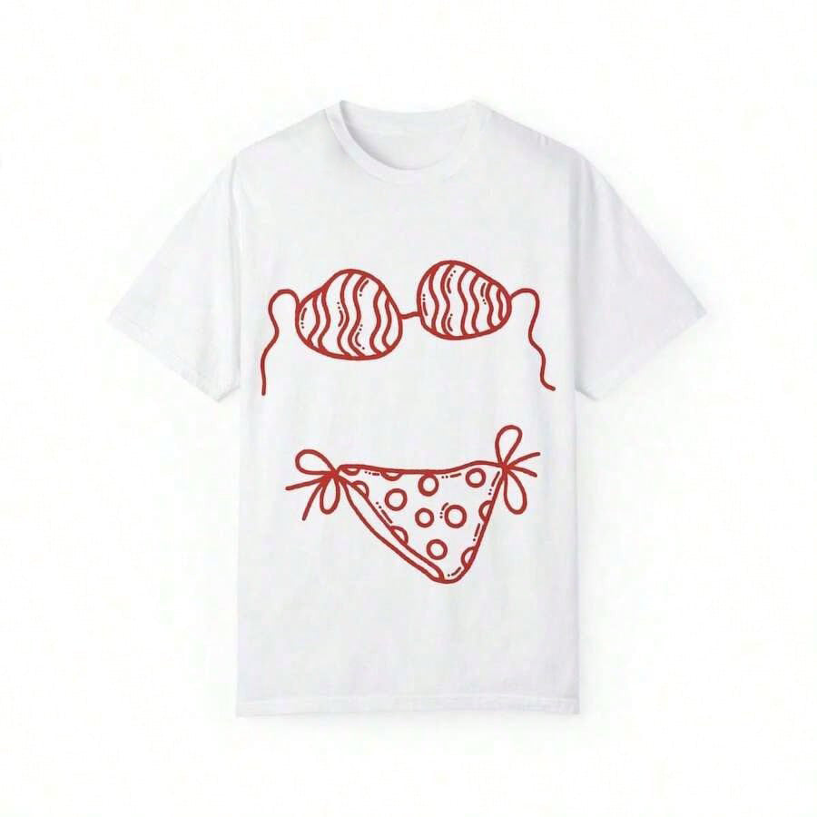 Damen oversized T-Shirt mit kreativem Bikinimotiv und lässigem Schnitt Drune
