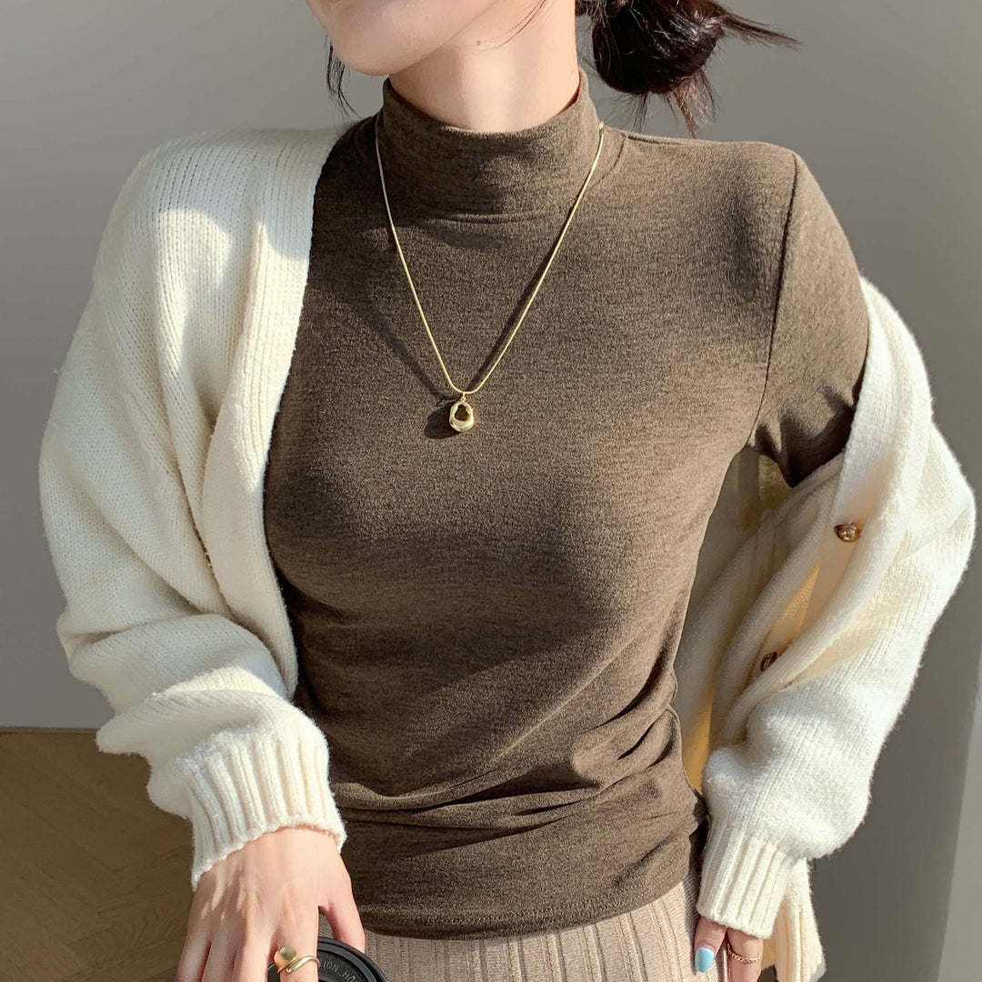 Damen Elegantes Langarmshirt mit hohem Kragen Drune