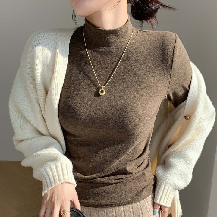 Damen Elegantes Langarmshirt mit hohem Kragen Drune
