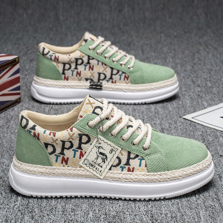Damen Plateau-Espadrille-Sneaker mit geflochtenem Jute-Detail und monogramm-Canvas Drune