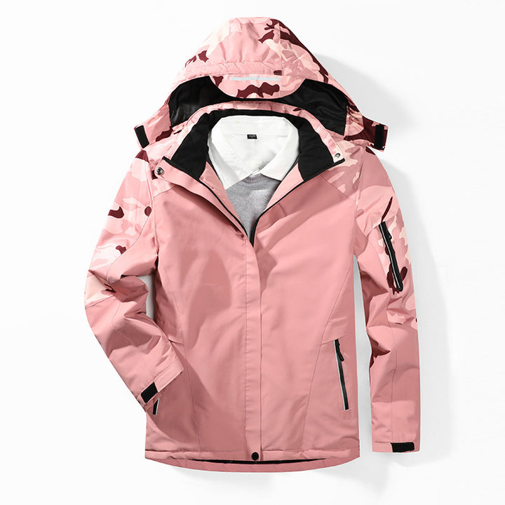 Herren Camouflage Regenjacke mit Kapuze und verstärkten Reißverschlusstaschen Drune