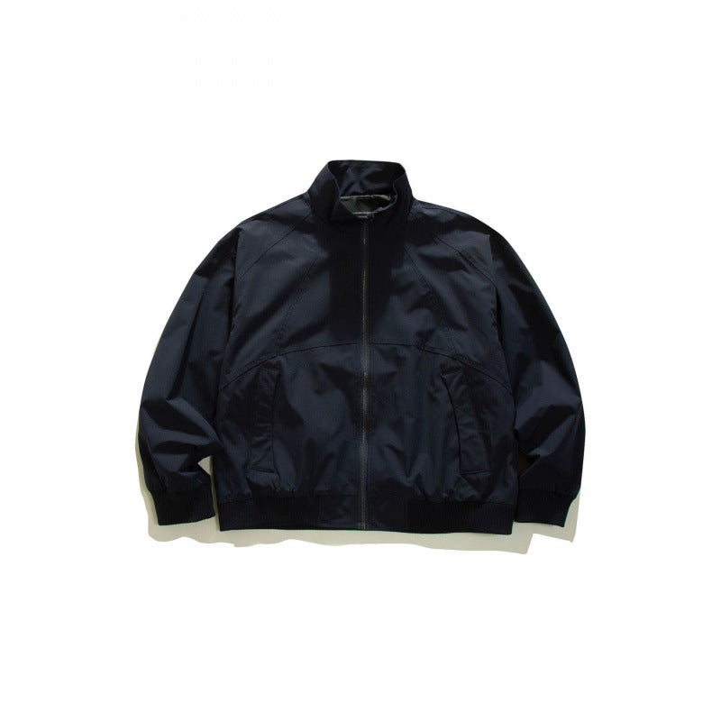Herren Leichte Boxy-Trainingsjacke mit Stehkragen, Raglanärmeln und geripptem Saum Drune