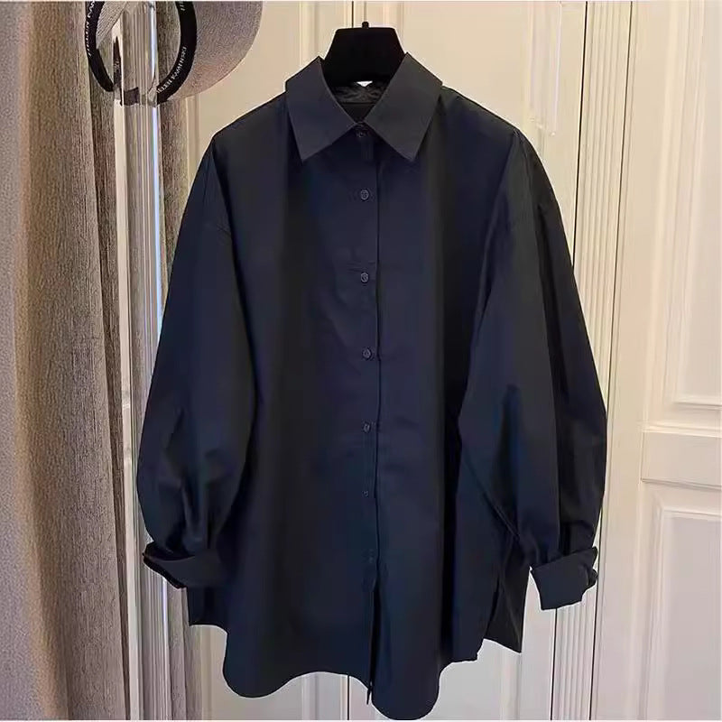 Damen Lässige Baumwollbluse mit Puffärmeln Drune