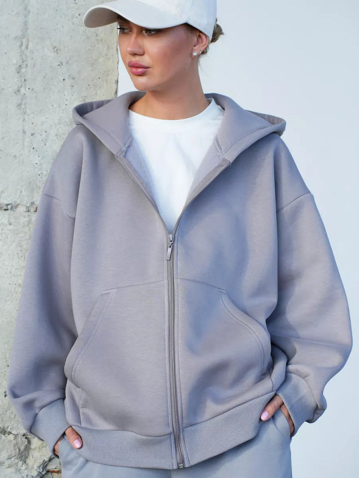 Damen Bequemer Fleece-Kapuzenjacke Drune