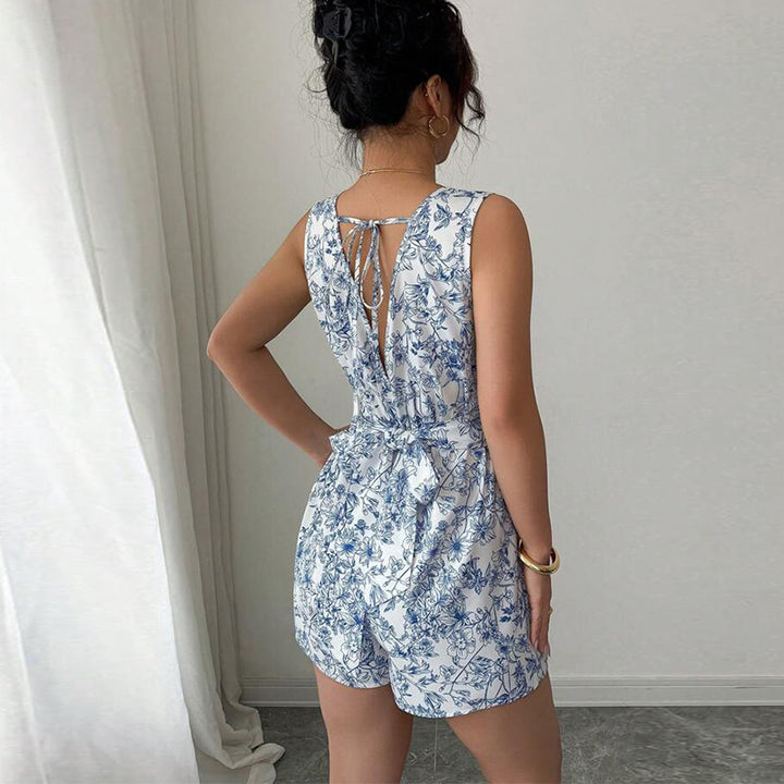 Damen Floral Druck Einteiler Drune