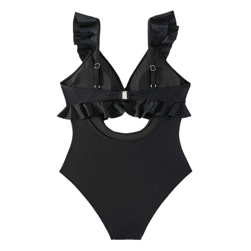 Damen Einteiliger Badeanzug mit Volants und Cut-Out Drune