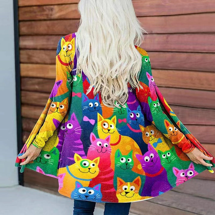 Damen farbenfroher Kapuzenpullover mit weitem Schnitt Drune
