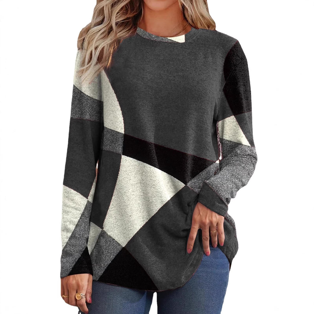 Damen Geometrischer Übergroßer Strickpullover mit Knopfdetails an der Seite Drune
