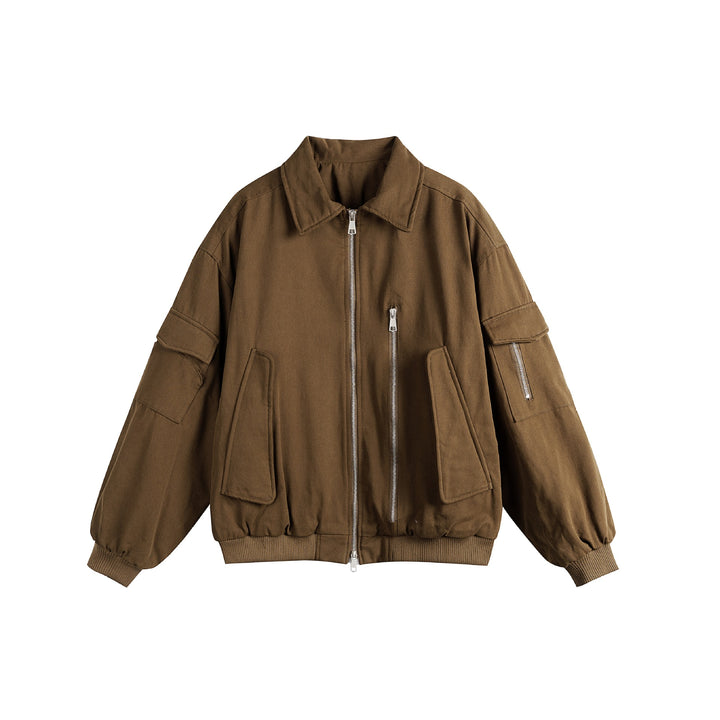 Unisex Boxy Utility-Blousonjacke mit Zip-Details und funktionalen Pattentaschen Drune