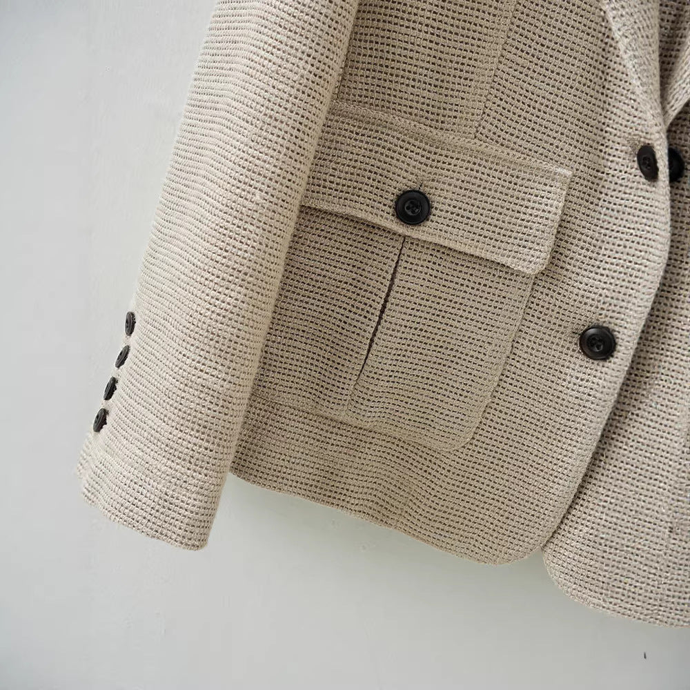 Damen Modische Kurzjacke mit Taschen Drune