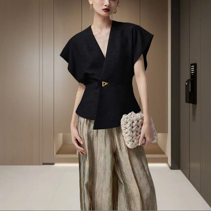 Damen Überwurfjacke mit weitem Schnitt und elegantem Knopf Drune