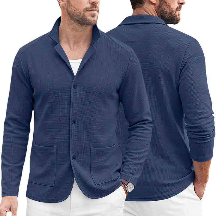 Herren Strickblazer-Cardigan mit Strukturstrick und aufgesetzten Taschen Drune