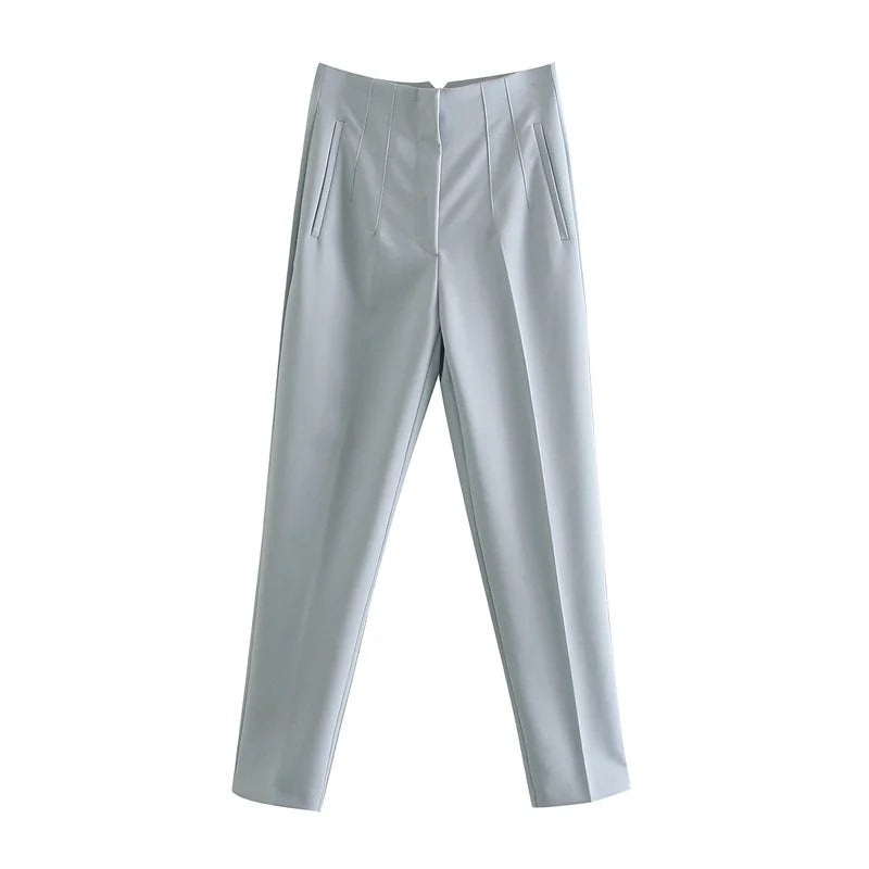 Damen Hochtaillierte tapered Anzughose mit Bügelfalte und Paspeltaschen Drune