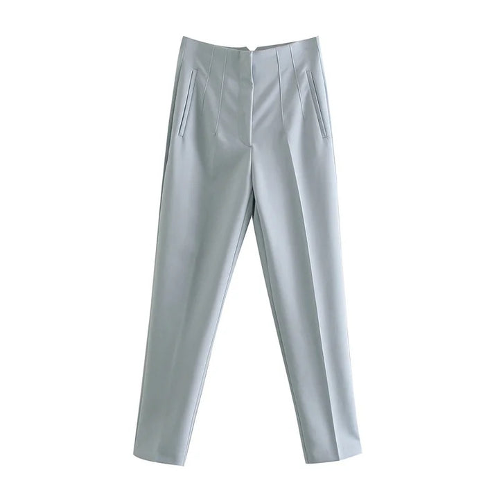 Damen Hochtaillierte tapered Anzughose mit Bügelfalte und Paspeltaschen Drune