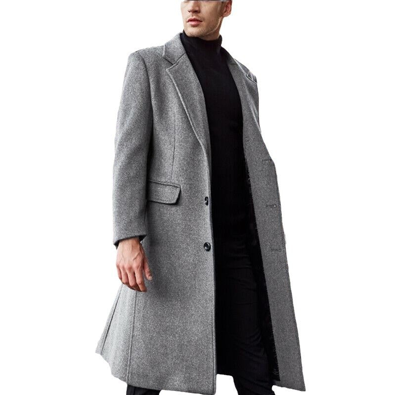 Herren eleganter Wollmantel mit schlanker Silhouette Drune