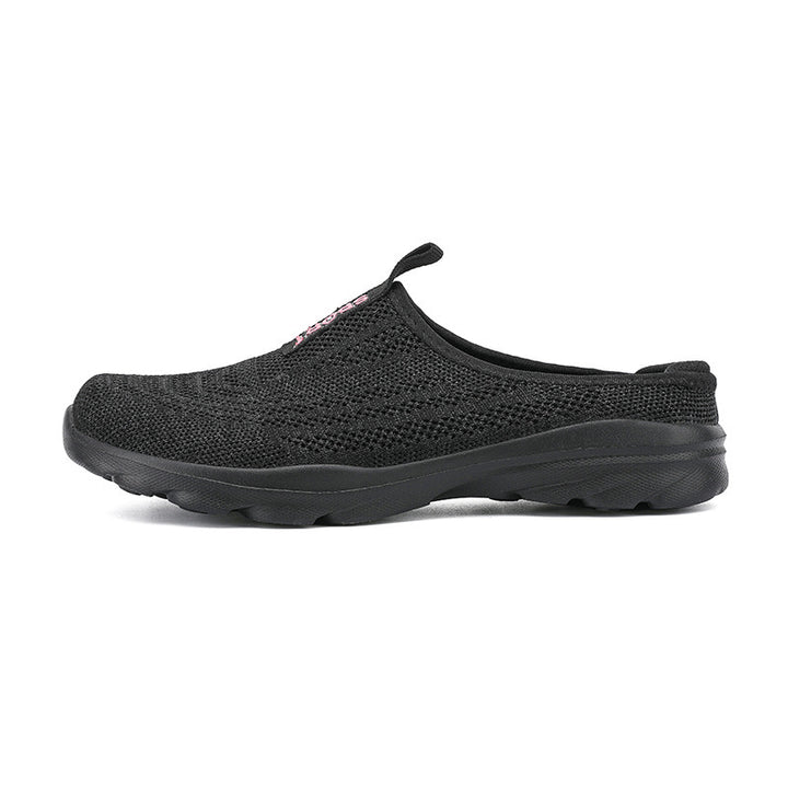 Damen nan gestrickter Mule-Sneaker mit offenem Fersenkragen, elastischem Einstieg und gepolsterter Laufsohle Drune