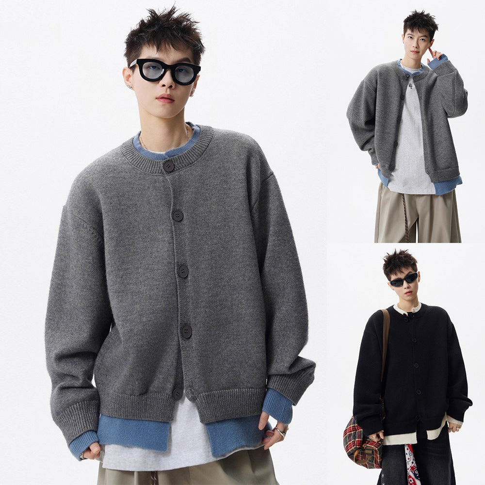 Damen Oversized Strickjacke mit Knopfleiste Drune