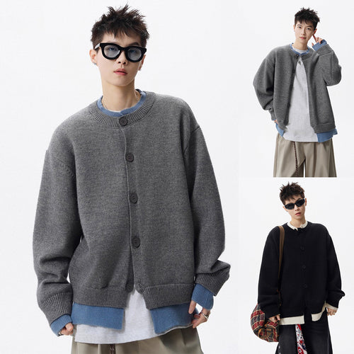 Damen Oversized Strickjacke mit Knopfleiste Drune