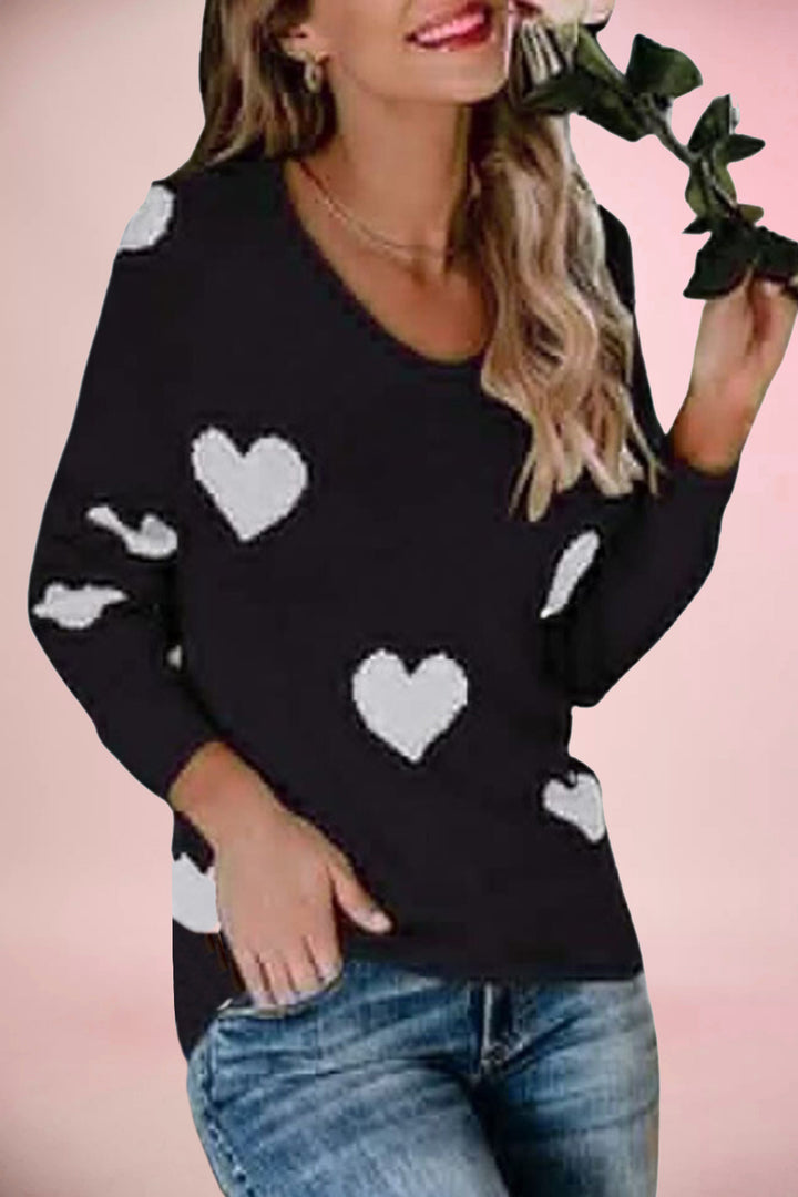 Damen kuscheliger Pullover mit herzförmigen Mustern Drune