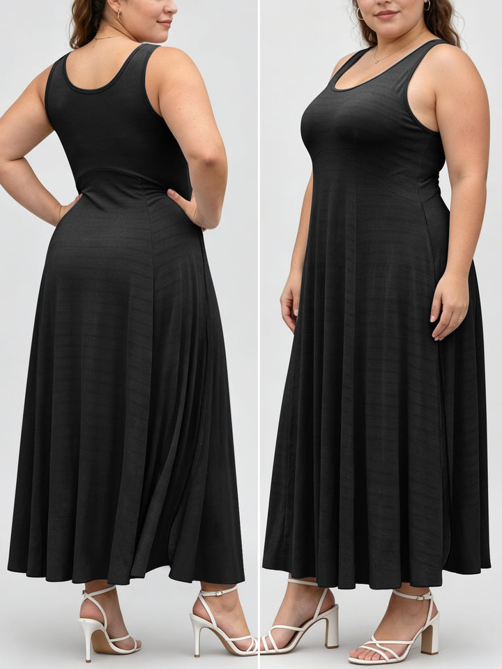 Damen Fließendes Maxikleid mit taillenbetonter A-Linie und breiten Trägern Drune