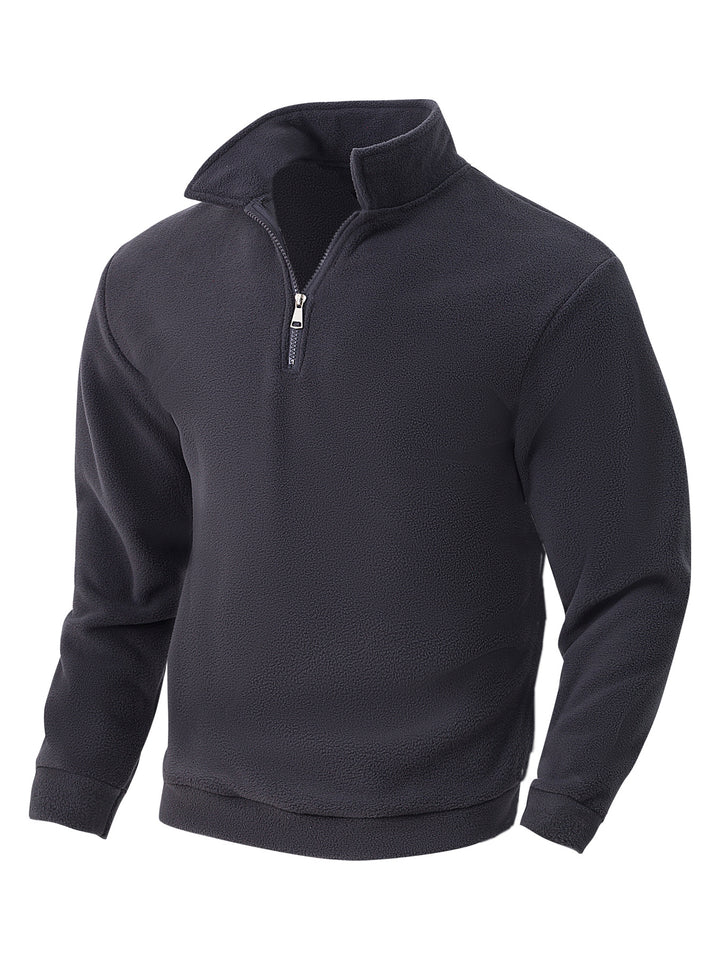 Herren Fleece-Halbzip-Pullover mit Stehkragen, weichem Teddy-Fleece und elastischen Bündchen Drune