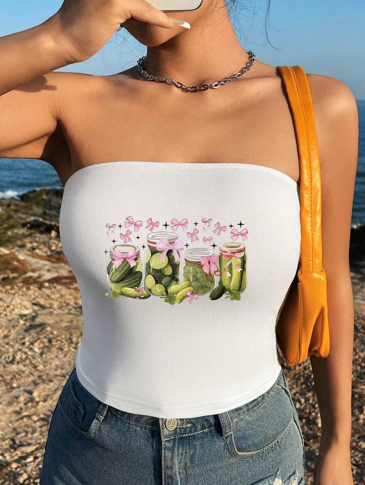 Damen Bandeau-Top mit maritimen Motiv und elastischem Material Drune