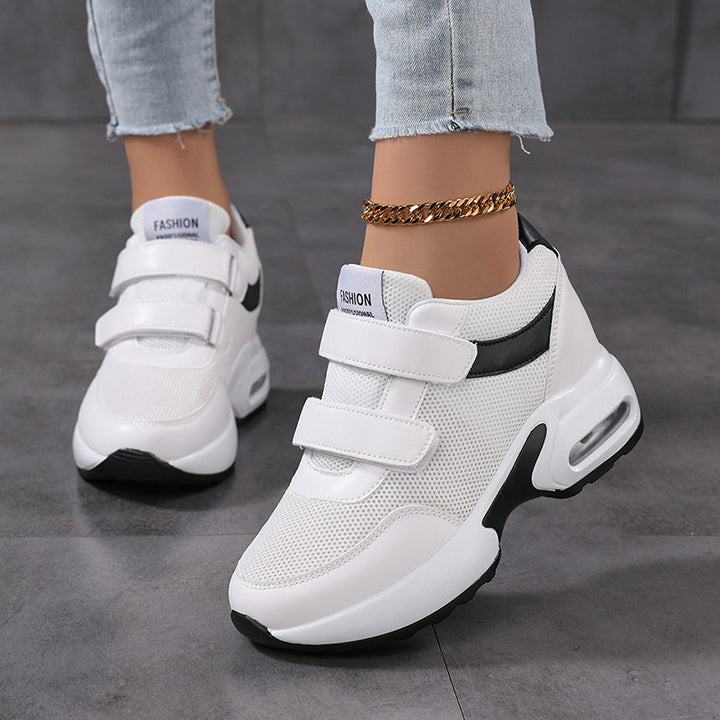 Damen nan sportliche Plateausneaker mit Klettverschluss und sichtbarer Luftpolstersohle aus atmungsaktivem Mesh Drune