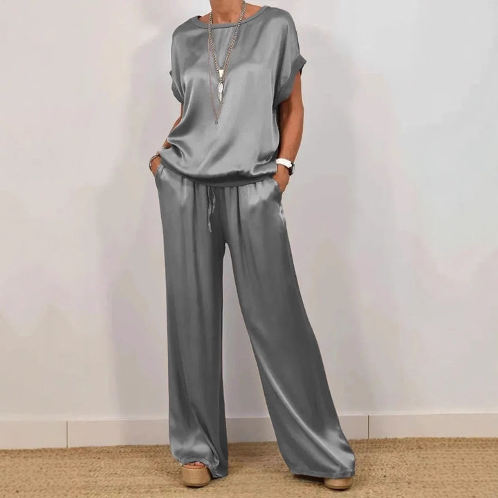 Damen elegantes Lounge-Set mit fließendem Schnitt und elastischem Bund Drune