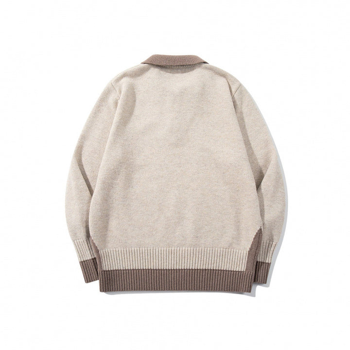 Herren Oversized Feinstrick-Polo mit kontrastbesetztem Hemdkragen und Rippenbündchen Drune