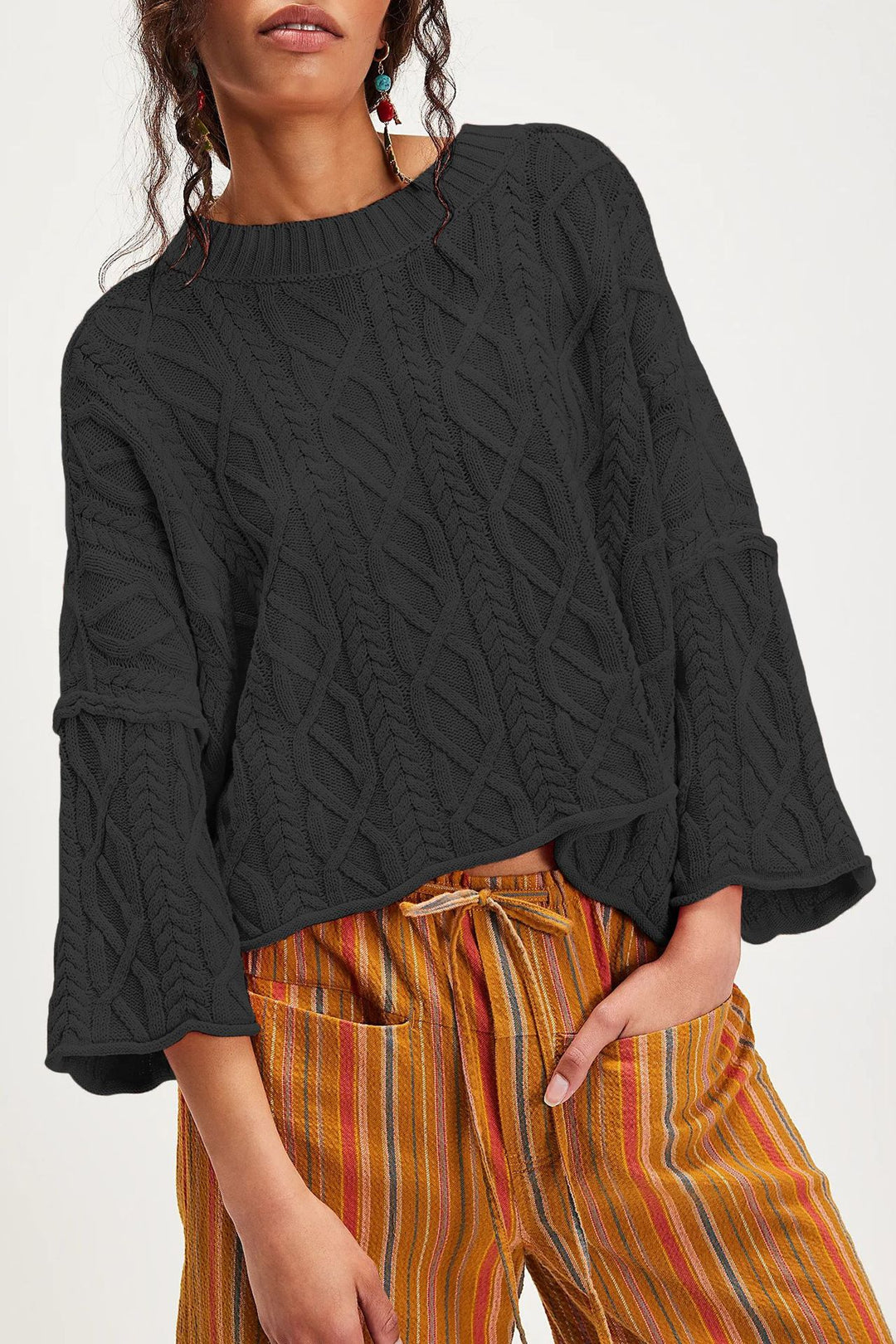 Damen lässiger Strickpullover Drune