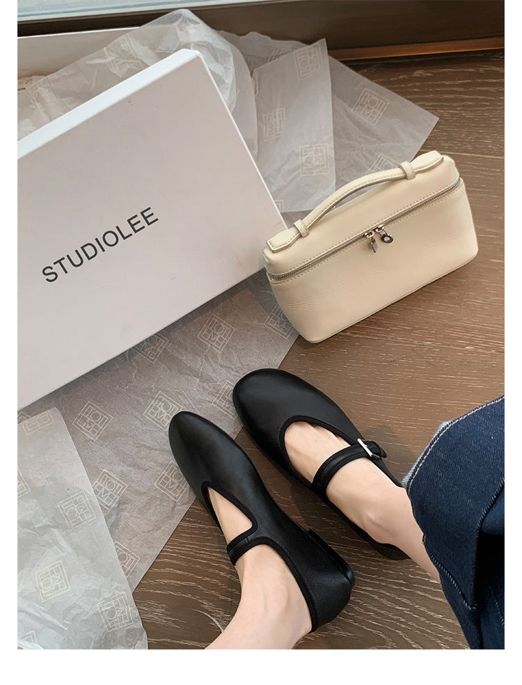 Damen elegante Mary Jane Stil Ballerinas mit verstellbarem Riemen Drune