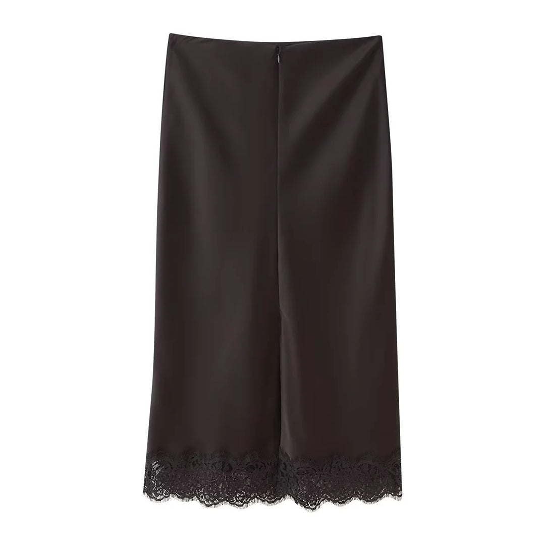 Damen elegante Satin-Hosen mit Spitzenakzenten Drune