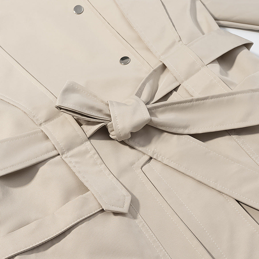Damen Kurztrench mit Cape-Detail, Stehkragen und Bindegürtel Drune