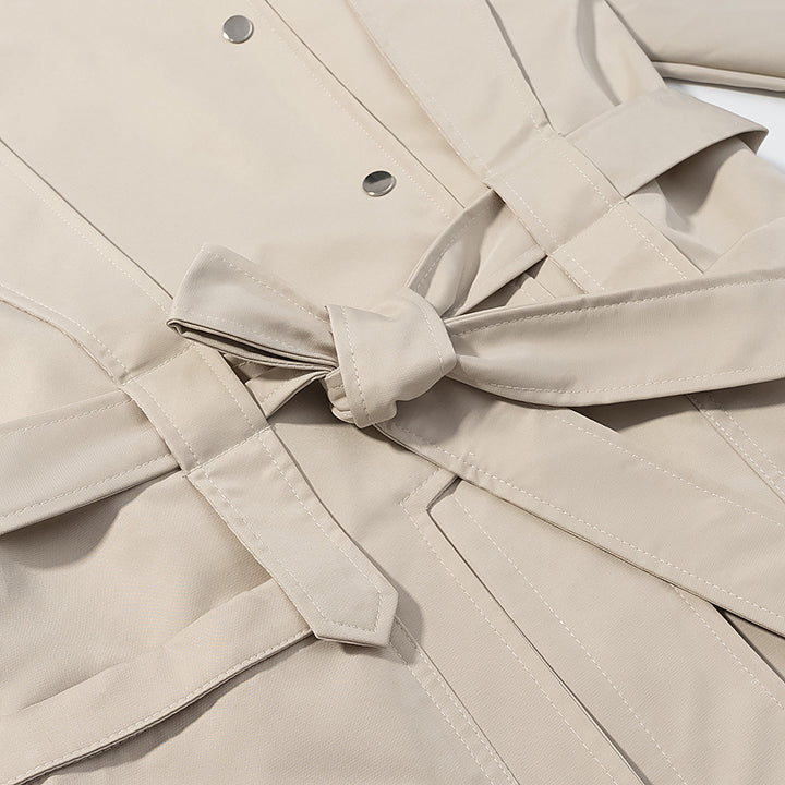 Damen Kurztrench mit Cape-Detail, Stehkragen und Bindegürtel Drune