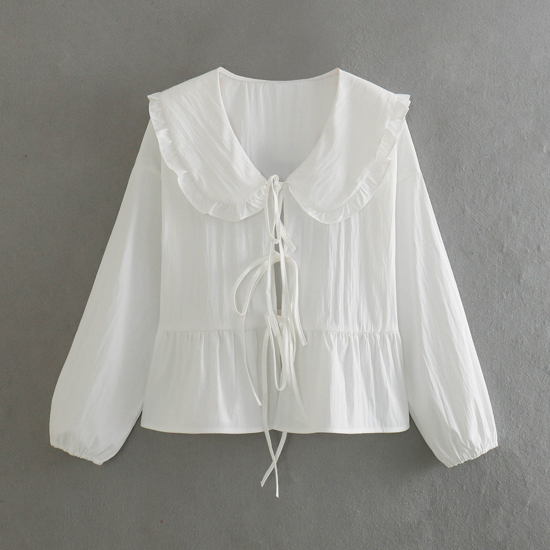 Damen verspielt geschnittene Bluse mit Rüschendetails Drune