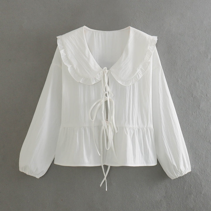 Damen verspielt geschnittene Bluse mit Rüschendetails Drune