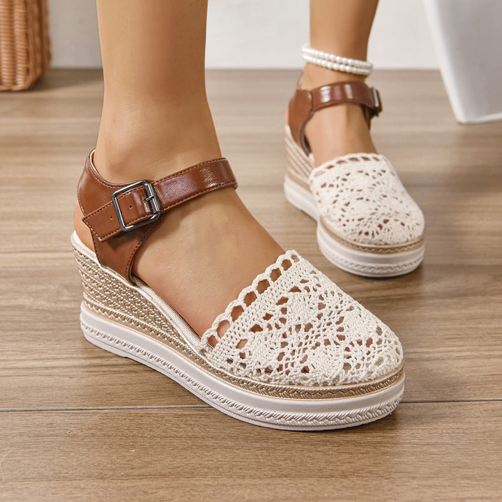 Damen Wedge-Sandalen mit filigranem Spitzen-Design Drune