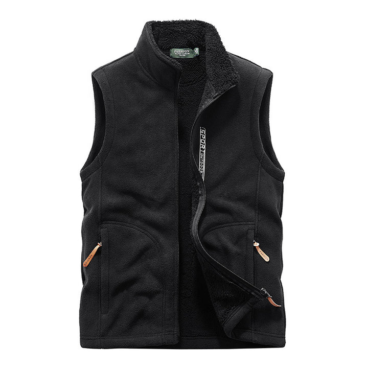 Herren Wattierte Fleece‑Teddyweste mit Sherpa‑Innenfutter, Stehkragen und Reißverschluss Drune