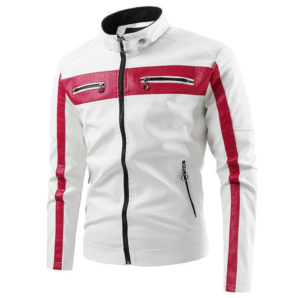 Herren Sportliche Kunstlederjacke mit Reißverschluss Drune