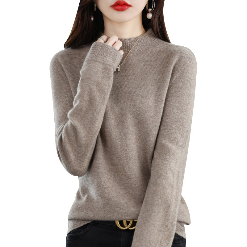 Damen Leichter Feinstrick-Mockneckpullover mit strukturierter Kragenblende Drune
