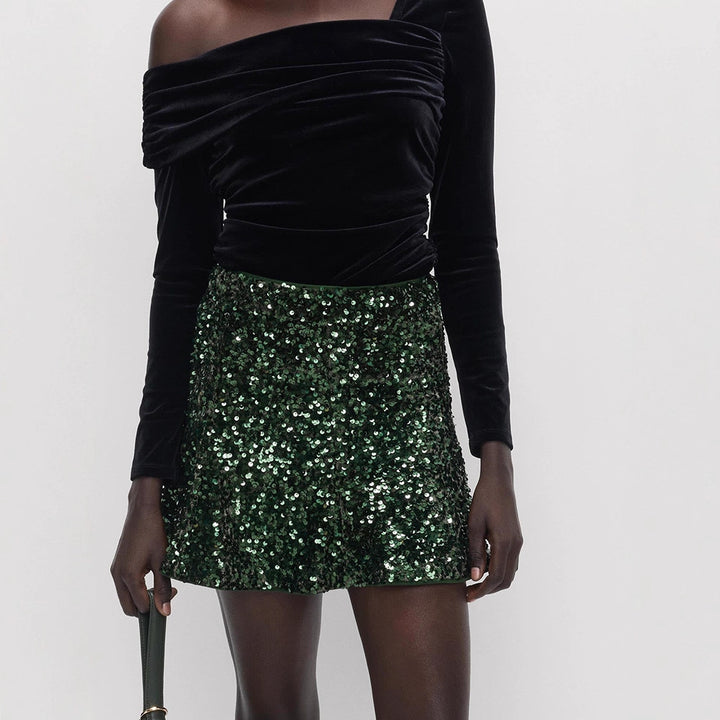 Damen Pailletten-Minirock mit taillierter Silhouette & leichtem A-Linien‑Schnitt Drune