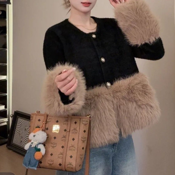 Damen Stilvolle und Flauschige Strickjacke Drune
