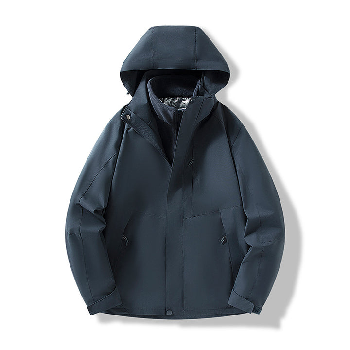 Herren Minimalistische City-Outdoorjacke mit verschweißten Nähten, verstellbarer Kapuze und Thermofutter Drune
