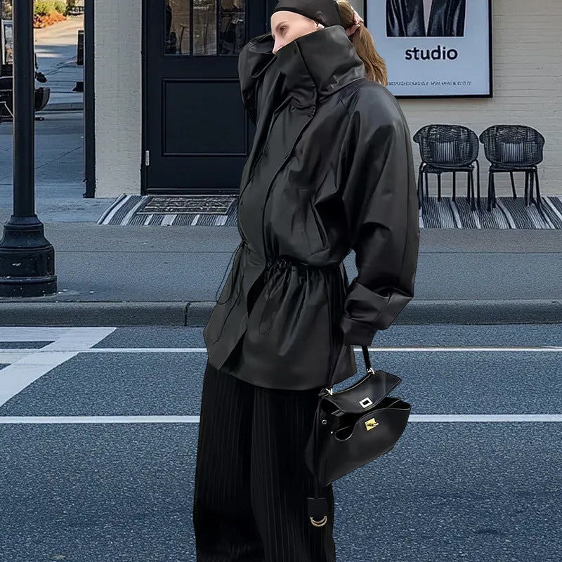 Damen Oversize-Thermojacke mit hohem Kragen und strukturierter Oberfläche Drune