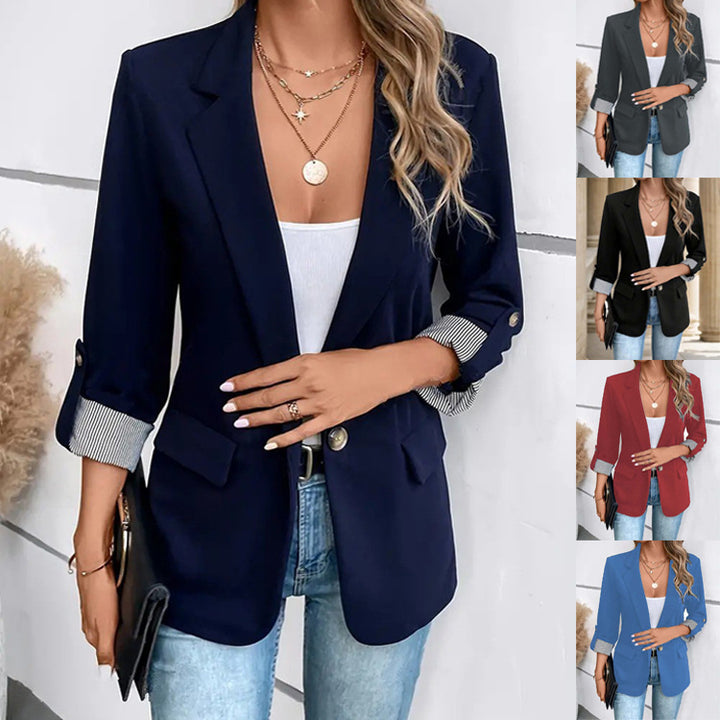 Damen Blazer mit 3/4-Ärmeln, Kentkragen und aufgesetzten Pattentaschen Drune