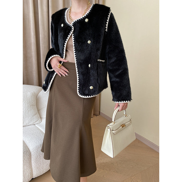 Damen Fleecejacke mit dekorativen Knopfdetails Drune