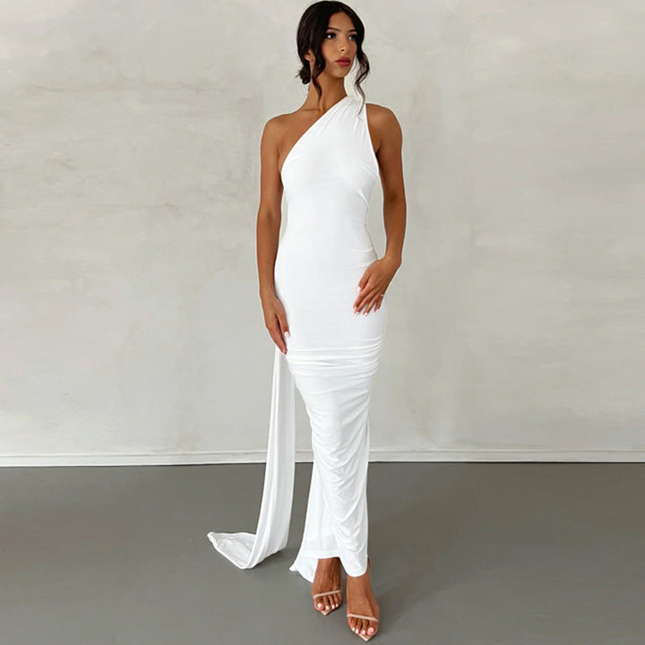 Damen Elegantes One-Shoulder Abendkleid Drune